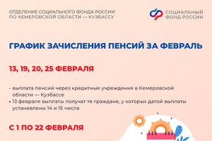 График выплат пенсий и детских пособий в Кузбассе на февраль