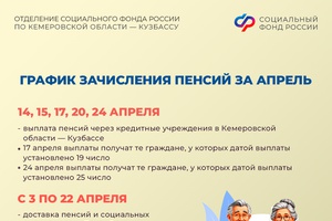 Публикуем график выплат пенсий и пособий в Кузбассе на апрель