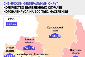 Кузбасс занимает 6-е место в ТОП-10 российских регионов  с самой малой долей заболевших на 100 тысяч населения