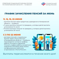 График выплат пенсий и детских пособий в июне